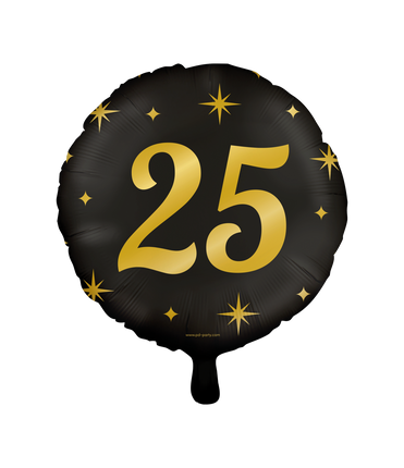 Feestbazaar Classy Folieballon 25 Jaar Zwart/Goud (46cm)