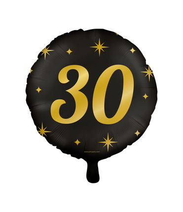 Feestbazaar Classy Folieballon 30 Jaar Zwart/Goud (46cm)