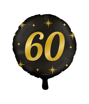 Feestbazaar Classy Folieballon 60 Jaar Zwart/Goud (46cm)