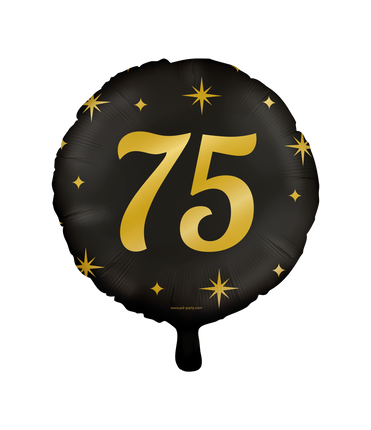 Feestbazaar Classy Folieballon 75 Jaar Zwart/Goud (46cm)
