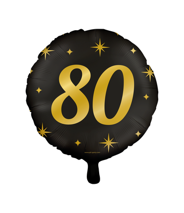 Feestbazaar Classy Folieballon 80 Jaar Zwart/Goud (46cm)