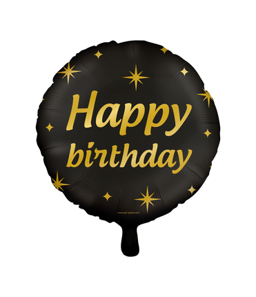 Feestbazaar Classy Folieballon Happy Birthday Zwart/Goud (46cm)