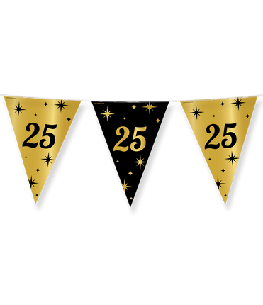 Feestbazaar Classy Vlaggenlijn 25 Jaar Zwart/Goud (10m)