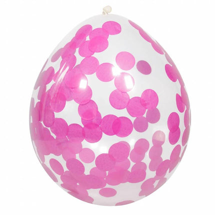 Feestbazaar Confetti ballon met roze confetti - 4 stuks