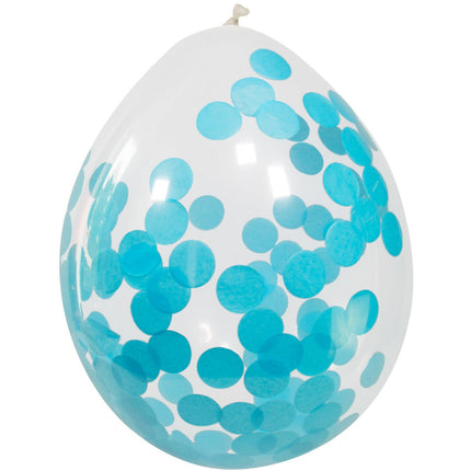 Feestbazaar Confetti Ballonnen Blauw - 4 Stuks