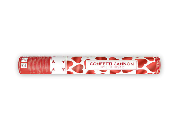 Feestbazaar Confetti kanon 40 cm rode hartjes