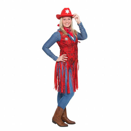 Feestbazaar Cowboy Toppers gilet met franjes rood