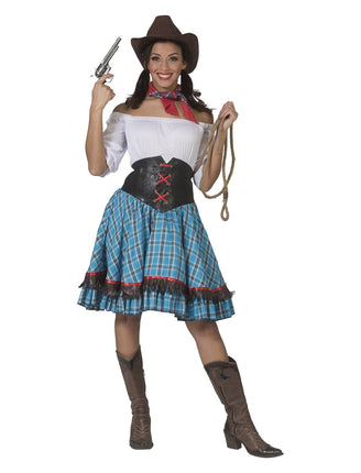 Feestbazaar Cowgirl Jurk Abby Blauw