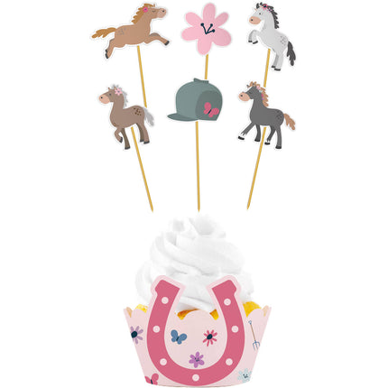 Feestbazaar Cupcake Decoratie Set Happy Horses (6st)