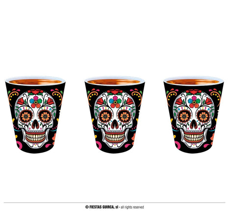 Feestbazaar Day of the Dead Schedel shotglazen Set (3st)