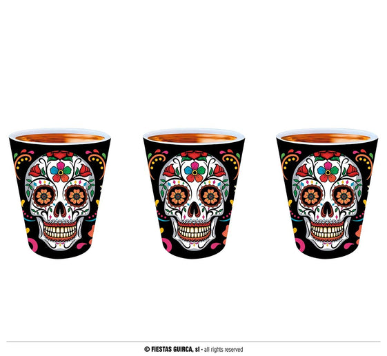 Feestbazaar Day of the Dead Schedel shotglazen Set (3st)