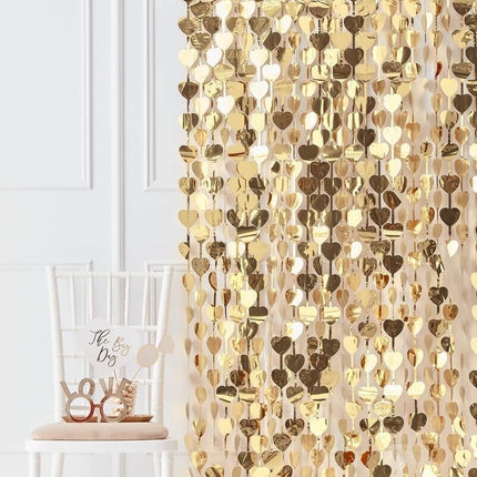 Feestbazaar Decoratie Gordijn Gouden Hartjes