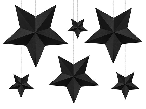 Feestbazaar Decoratie Sterren Zwart 6 stuks
