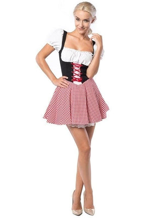 Feestbazaar Dirndl Eva Rood/Zwart Kort