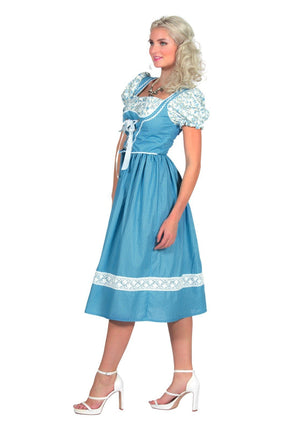 Feestbazaar Dirndl Jurk Lang Blauw
