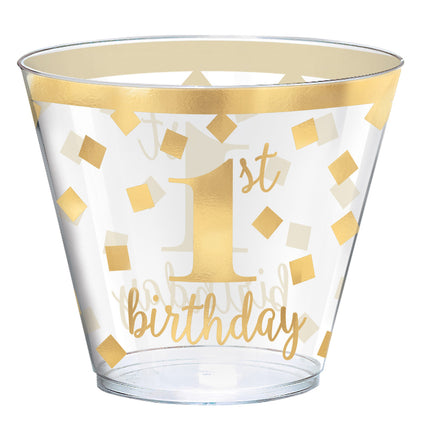 Feestbazaar Feestbekers 1st Birthday Goud - 30 Stuks