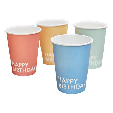 Feestbazaar Feestbekers 'Happy Birthday' mixkleur (8st)