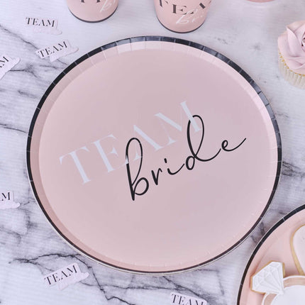 Feestbazaar Feestborden Team Bride Baby Roze (8st)
