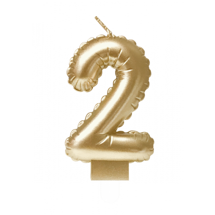 Feestbazaar Folie Ballon Kaarsje Cijfer '2' Goud