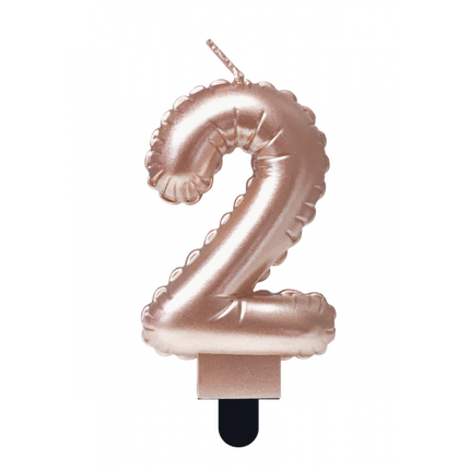 Feestbazaar Folie Ballon Kaarsje Cijfer '2' Rose Goud