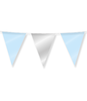 Feestbazaar Folie Vlaggenlijn Lichtblauw/Zilver (10m)