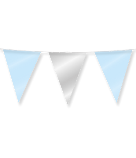 Feestbazaar Folie Vlaggenlijn Lichtblauw/Zilver (10m)