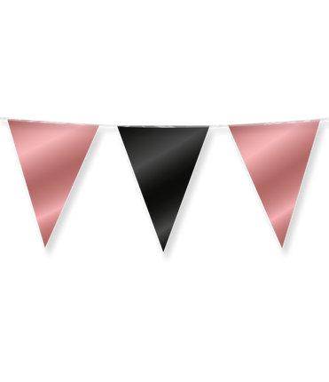 Feestbazaar Folie Vlaggenlijn Roségoud/Zwart (10m)