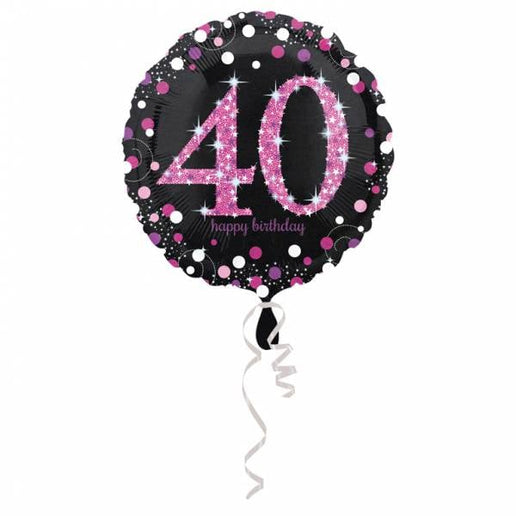 Feestbazaar FolieBallon 40 jaar happy birthday pink 43cm