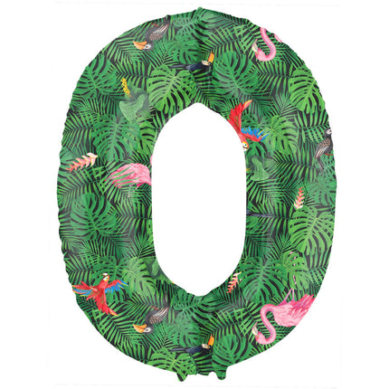 Feestbazaar Folieballon Cijfer 0 Jungle Print (86cm)