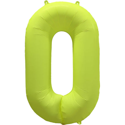 Feestbazaar Folieballon Cijfer 0 Neon Geel (86cm)
