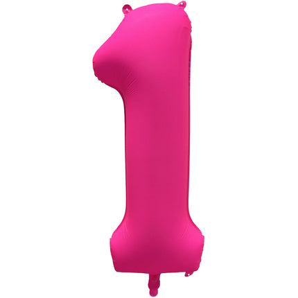 Feestbazaar Folieballon Cijfer 1 Neon Roze (86cm)