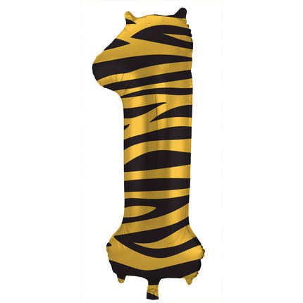 Feestbazaar Folieballon Cijfer 1 Tijger Chic (86cm)