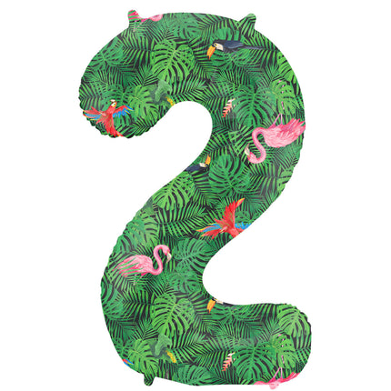 Feestbazaar Folieballon Cijfer 2 Jungle Print (86cm)