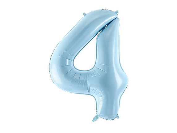 Feestbazaar Folieballon cijfer 4 lichtblauw 86cm