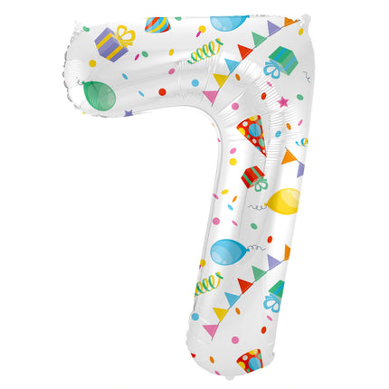 Feestbazaar Folieballon Cijfer 7 Joyful Party - 86 cm