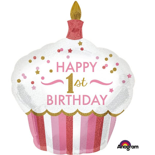 Feestbazaar Folieballon groot Cupcake 1 Jaar Birthday Girl