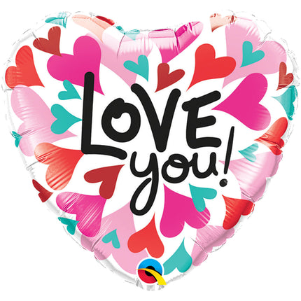 Feestbazaar Folieballon Hartjes 'Love You!' - 45cm