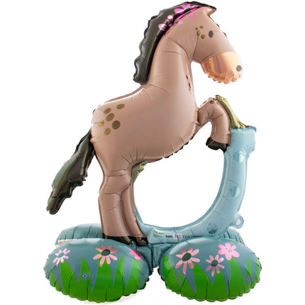 Feestbazaar Folieballon Paard Met Hoefijzer Staand (53x74cm)