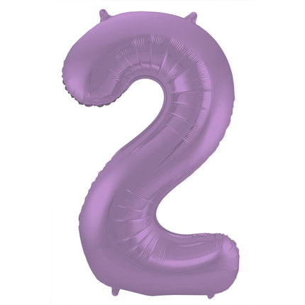 Feestbazaar Folieballon Paars Metallic Mat Cijfer 2 - 86 cm