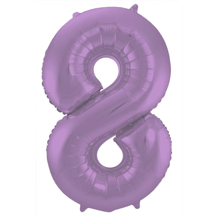 Feestbazaar Folieballon Paars Metallic Mat Cijfer 8 - 86 cm