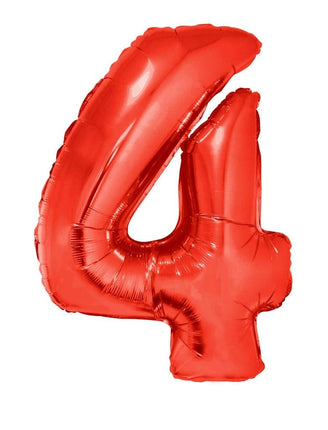Feestbazaar Folieballon Rood Cijfer '4' Groot