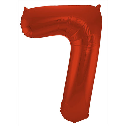 Feestbazaar Folieballon Rood Metallic Mat Cijfer 7 - 86 cm
