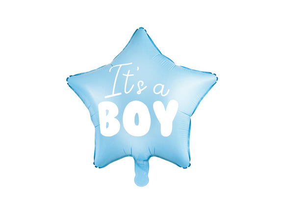 Feestbazaar Folieballon Ster lichtblauw It's a boy 48cm