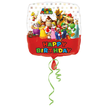 Feestbazaar Folieballon Super Mario Happy Birthday Vierkant (43cm)