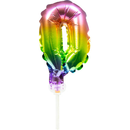 Feestbazaar Folieballon Taart Topper Regenboog Cijfer 0 - 13 cm