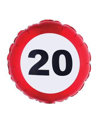 Feestbazaar Folieballon verkeersbord 20 jaar