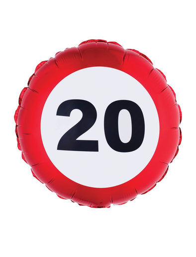 Feestbazaar Folieballon verkeersbord 20 jaar