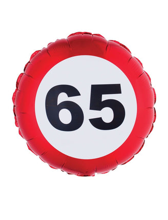 Feestbazaar Folieballon verkeersbord 65 jaar