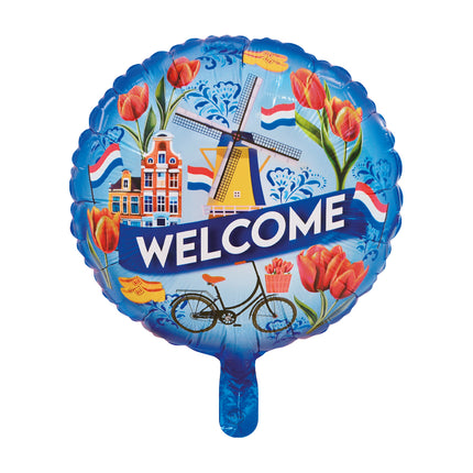 Feestbazaar Folieballon 'Welcome' Nederland Rond (46cm)