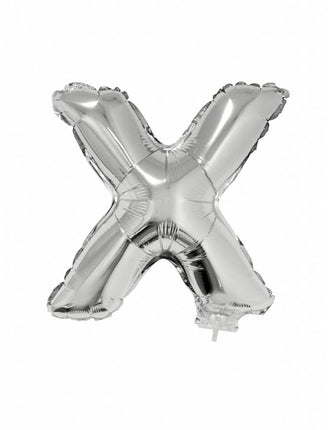 Feestbazaar Folieballon zilver letter 'X' met rietje